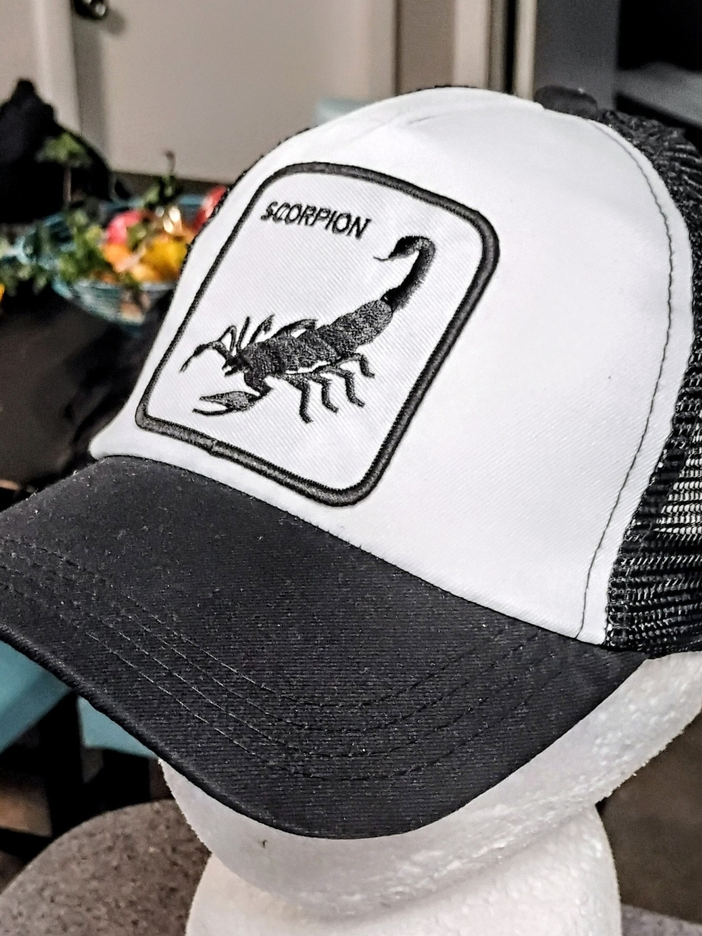 Scorpion Mesh Trucker Hat - Black & White